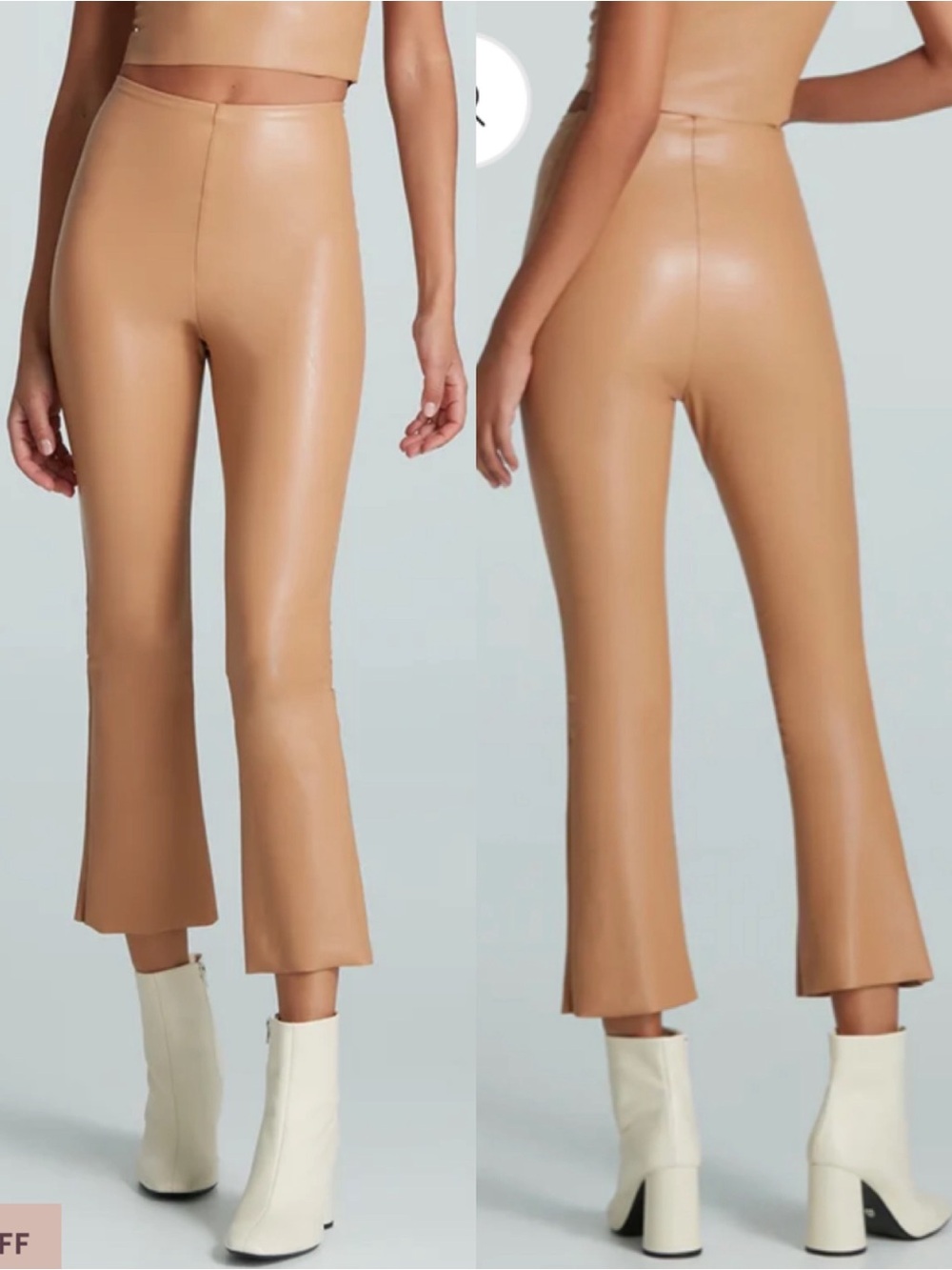 Commando Faux Leather Crop Flare Leggings Camel Tan